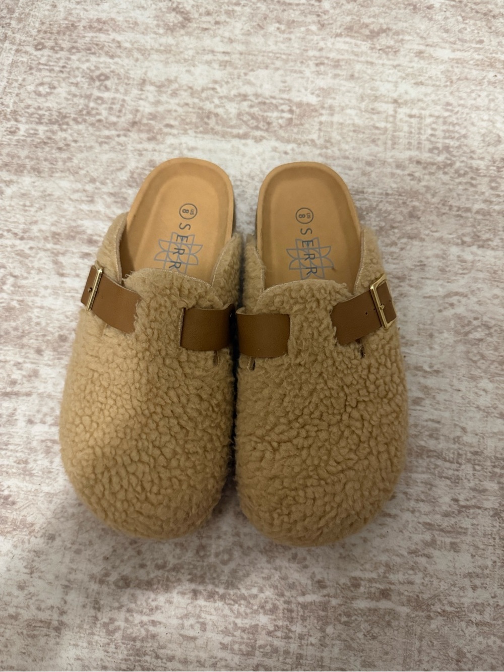 Serra Teddy Sherpa Clog in Camel Tan